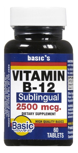 Vitamina B12 Sublingual 2500 Mcg 60 Comprimidos Por Vitamina