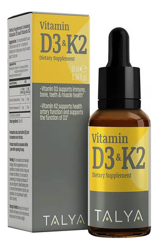 Vitamina D3 E K2 10 Ml 0,34 Onças, Da Talya