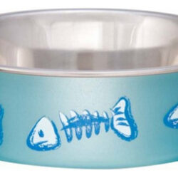 Loving Pets Bella Designer Fish Skeleton Cat Dish Metallic O