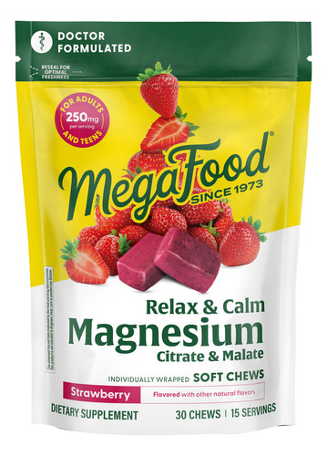 Relax + Calm + Magnesium Soft Chews Sabor Morango 30 Chews D