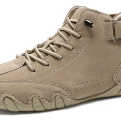 Botas Altas Italianas De Camurça Feitas À Mão Com Velcro