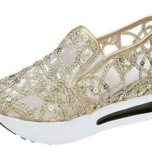 Sapatos Femininos De Malha Branca Com Renda Casual Verãoa