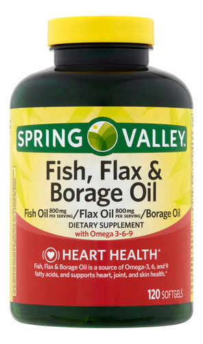 Omega 3-6-9 Com Fish, Flax & Borage Oil Spring Valley 120ct