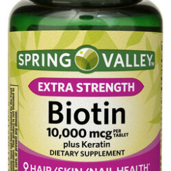 Biotina 10,000mcg Com Keratina Spring Valley 60 Tablets