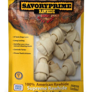 Ossos De Couro Cru Supreme Knotted Ensacados, Naturais, 10 U