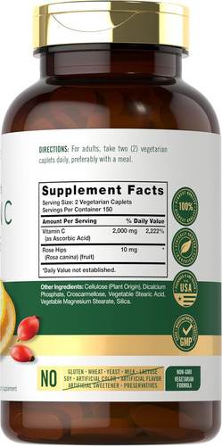 Carlyle Vitamina C 1000mg 300 Comprimidos Vegetarianos - Imagem 2