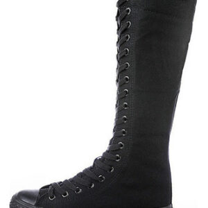 Sapatos Lona Femininos Casuais, Botas Cano Alto Com Cadarço