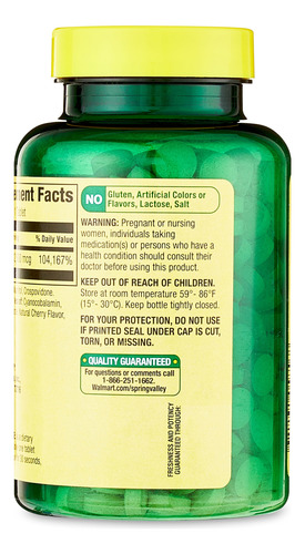 Vitamina B12 2500mcg Spring Valley 120 Comprimidos De Dissol - Imagem 6