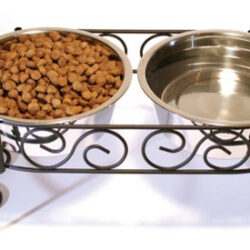 Taça Mediterrânea Double Diner Para Cães Prateada, 1 Unidade