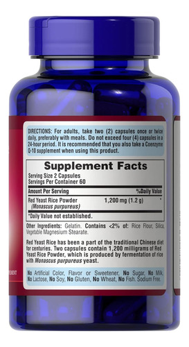 Red Yeast Rice 600mg Puritan's Pride 120 Unidades - Imagem 3
