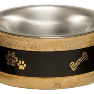 Taça E Suporte Para Cães Com Anel De Madeira Loving Pets Bla