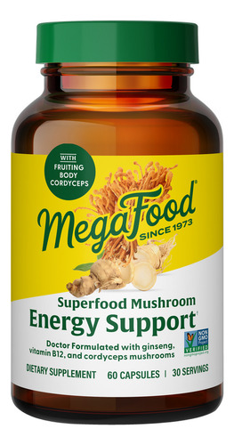 Superfood Mushroom Energy Support 60 Cápsulas Da Megafood