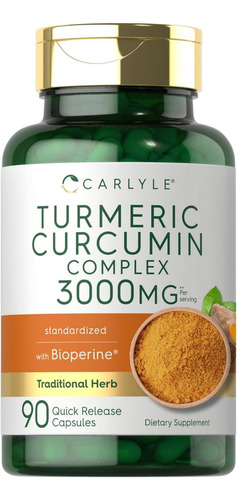 Suplemento Carlyle Curmeric Curcumin 1000mg 90 Cápsulas