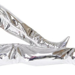 Botas Finas De Salto Alto Acima Do Joelho Prateadas