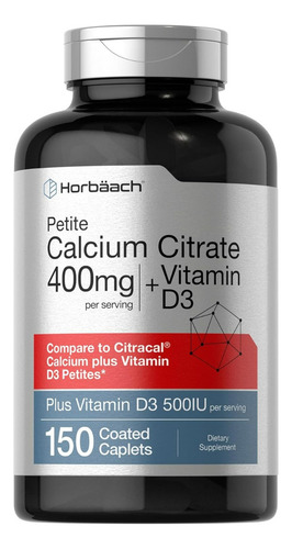 Suplemento Horbaach Citrato De Cálcio 200mg & D3 150 Cáps