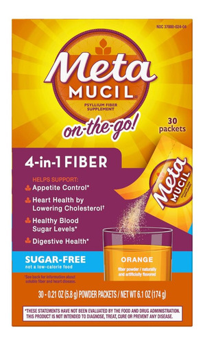 Suplemento De Fibra Psyllium 4 Em 1 On The Go Orange 30 Each