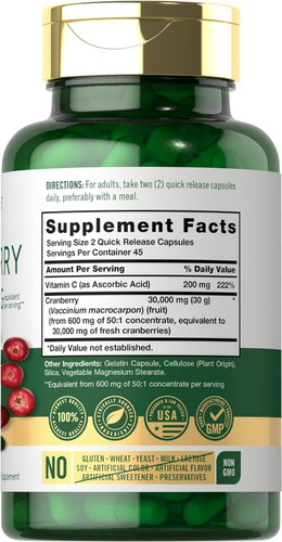 Suplemento Carlyle Cranberry 15000mg 90 Cápsulas - Imagem 2