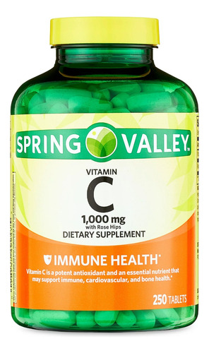 Vitamina C 1000 Mg De Rosa Mosqueta Branca Spring Valley 250 Sabor Neutro - Imagem 3
