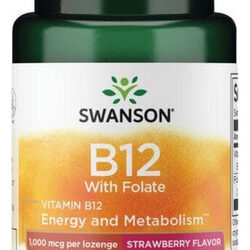 Vitamina B12 Com Folato, Sabor De Morango, 1000 Mcg, 100 Pas