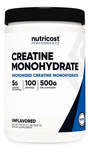 Creatina Em Pó Nutricost 500g, 5g Por Porção