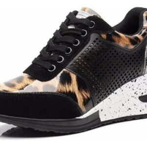 Tênis Feminino Com Salto Em Cunha Respirável Casual