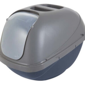 Caixa De Areia Para Gatos Com Capuz Petmate Basic Blue Steel