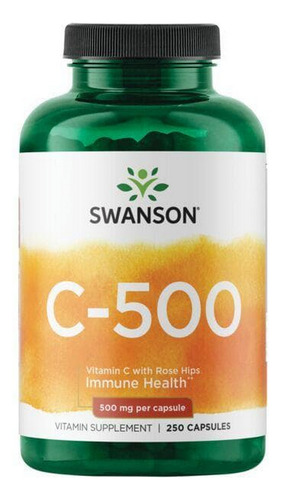 Vitamina C Com Roseira Brava 500 Mg 250 Cápsulas Da Swanson