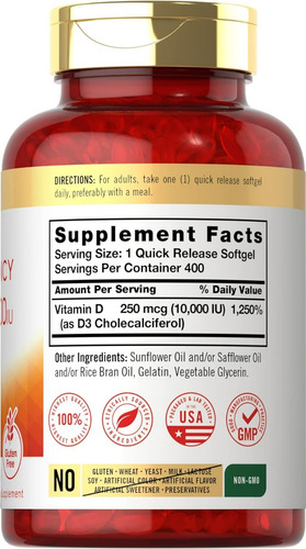 Suplemento, Carlyle Vitamin D3 10000 Iu 800 Cápsulas Gelatin - Imagem 2