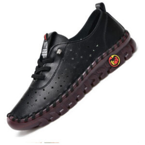 Tênis Esportivos Ocos De Couro Masculino Antiderrapantes A09