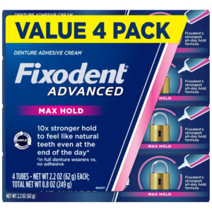 Adesivo Para Dentaduras Fixodent Advanced Max Hold Kit Com 4