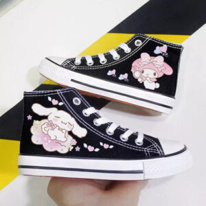 Sapatos Altos Lona Sanrio Olá Kitty Kuromi Cinnamoroll