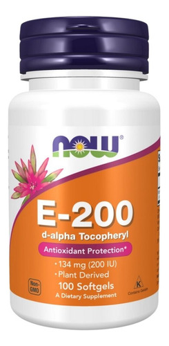 Vitamina E-200 D-alfa Tocoferil 134 Mg (200 Ui) 100 Cápsulas