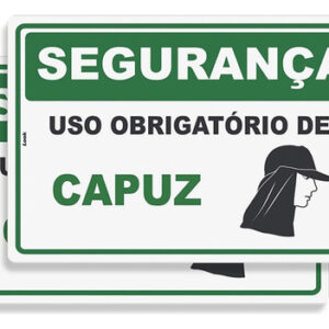 Kit C2 Placas Sinalização Segurança Uso Obrigatório Capuz