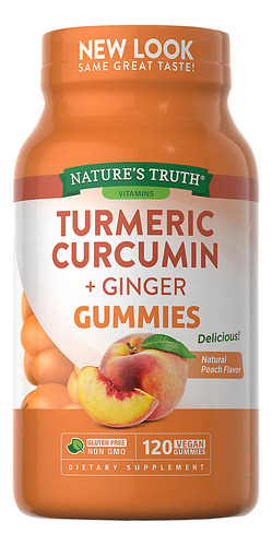 Turmeric Curcumin + Ginger Natures Truth 120 Gomas - Imagem 4