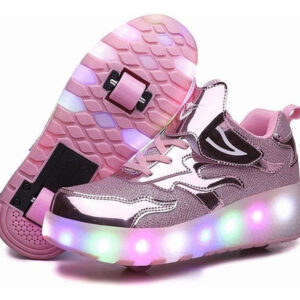 Calçado Infantil Leve De Duas Rodas Com Luz Led
