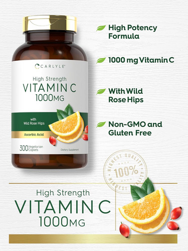 Carlyle Vitamina C 1000mg 300 Comprimidos Vegetarianos - Imagem 3