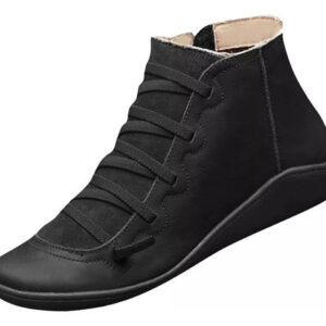 Botas De Couro Retrô Planas De Mulher