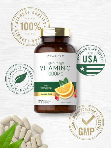 Carlyle Vitamina C 1000mg 300 Comprimidos Vegetarianos - Imagem 5