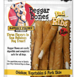 Beggar Bone 3 Em 1 Ribs, Petisco Para Cães, Frango, Vegetais