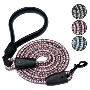 Coleira Reflexiva Com Alça De Silicone Flex Walk Rosa De 6 P