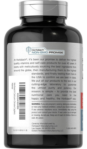 Suplemento Horbaach Citrato De Cálcio 200mg & D3 150 Cáps - Imagem 3