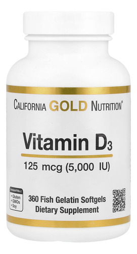California Gold Nutrition, Vitamina D3 5000iu 360 Cápsulas G