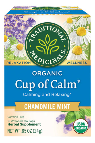 Xícara Orgânica De Chá De Camomila E Menta, Calmante E Relax