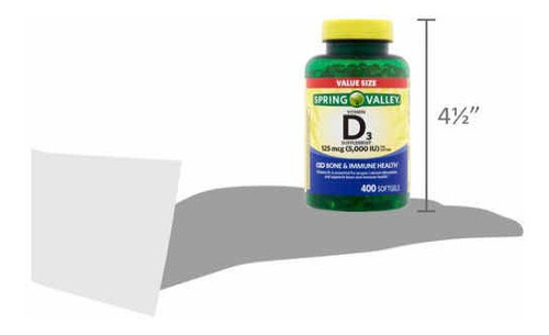 D3 125mcg 5.000iu Vitamina Spring Valley 400 Softgels - Imagem 6
