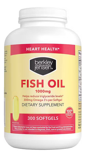 Fish Oil 1000mg Com Omega 3 300mg Berkley Jensen 300 Softgel