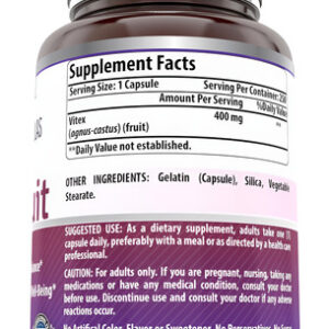 Suplemento Amazing Nutrition Vitex Fruit 400mg 250 Cápsulas