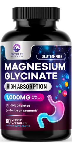 Suplemento Nature"s Peak Pure Magnésio Glicinato 1000mg