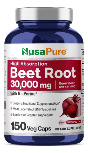 Raiz De Beterraba Nusapure 30.000 Mg 150 Cápsulas Vegetais (