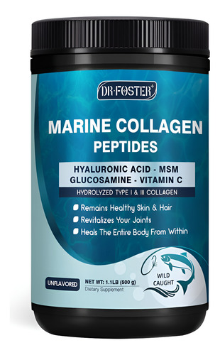 Peptídeos De Colágeno Em Pó Drfoster Marine Type I E Iii 50