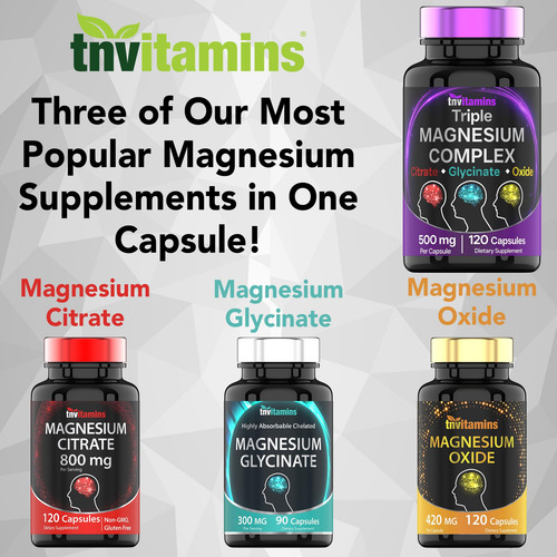 Suplemento Tnvitamins Complexo Triplo De Magnésio 500 Mg 120 - Imagem 4